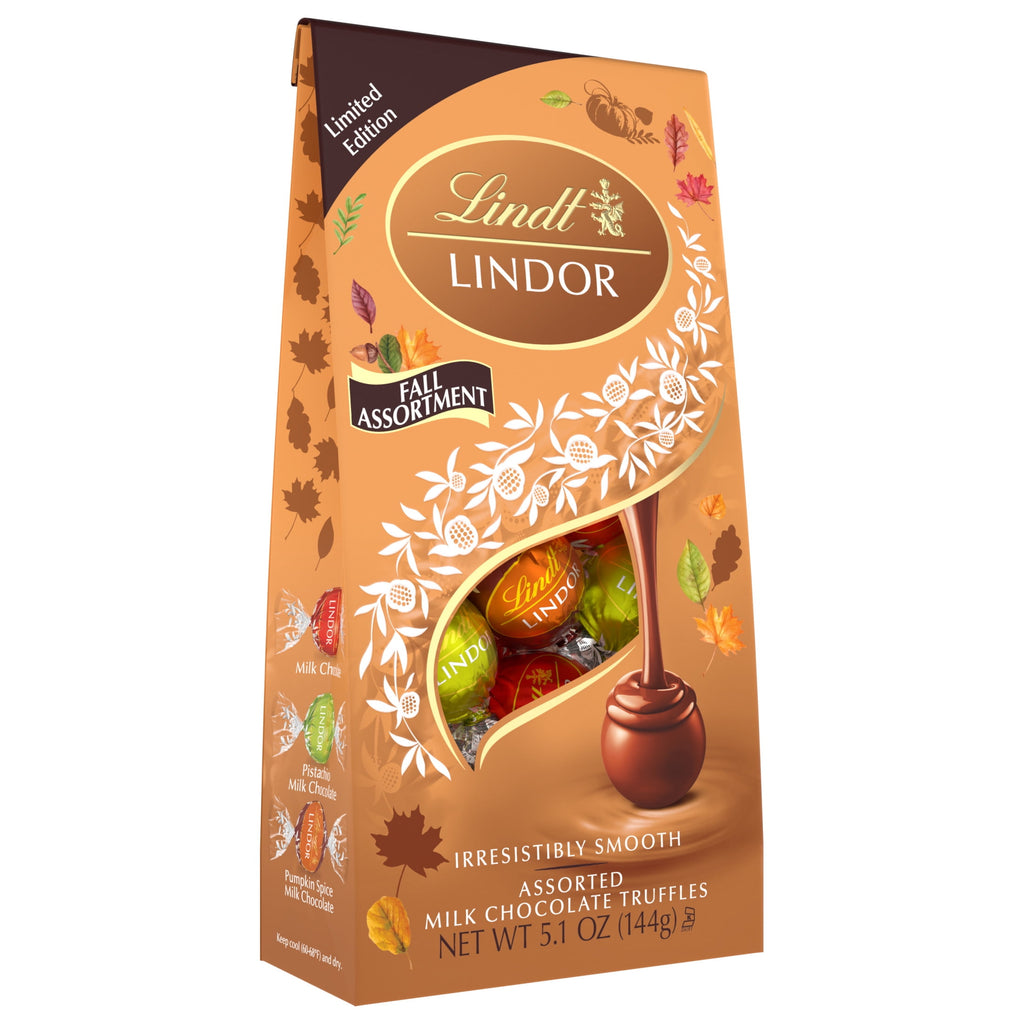 Lindt LINDOR Fall Assorted Milk Chocolate Candy Truffles, 5.1 oz. Bag