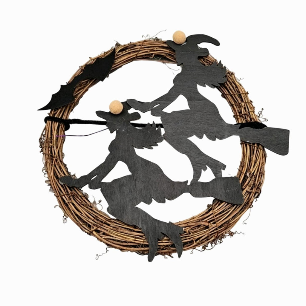 WWC Halloween Wreath, Orange LED Pumpkin and Bats Wreath, Gothic Halloween Decorations Wreath for Front Door, Indoor Outdoor Party Decor