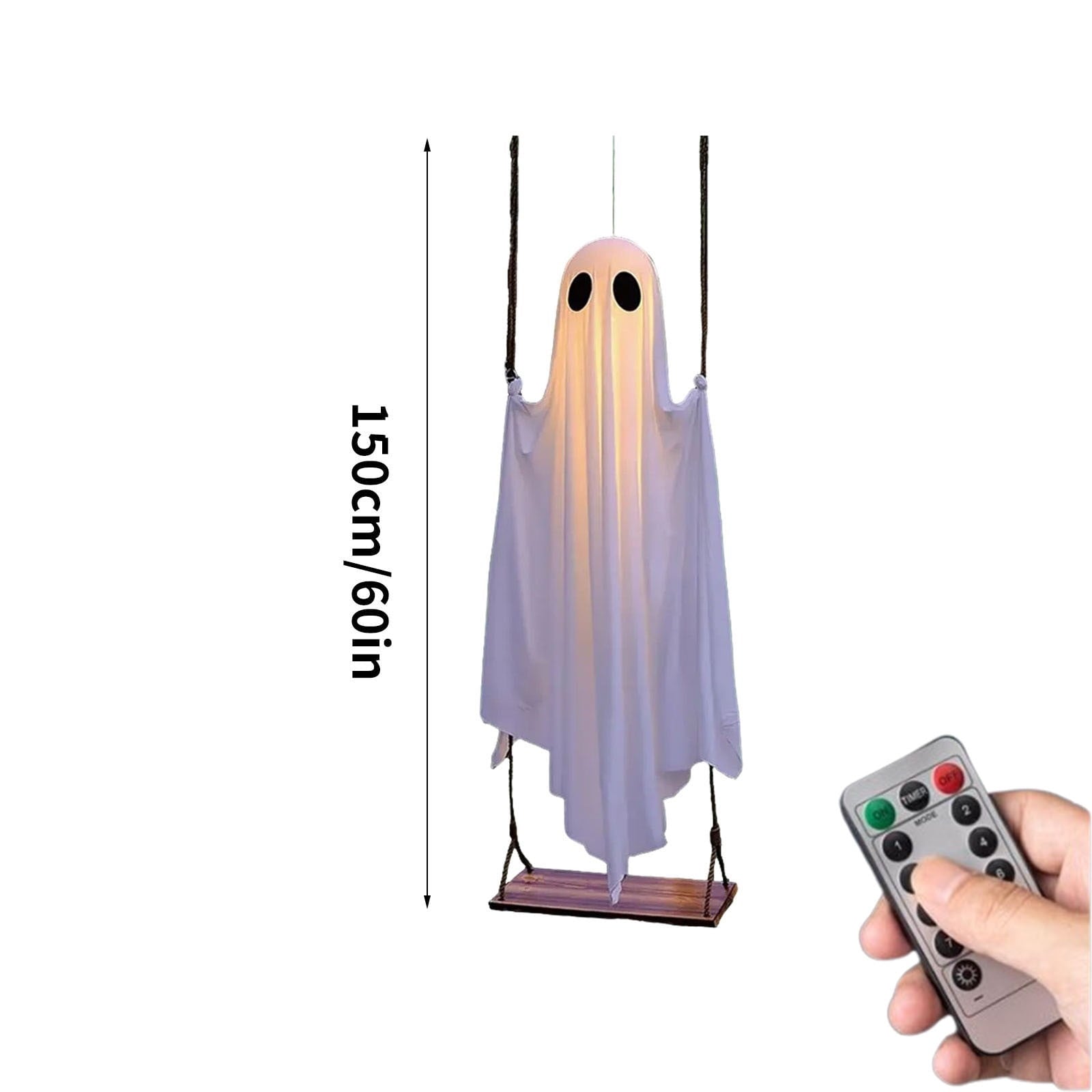 SUYOLL Outdoor Large Halloween Decorations Hanging Swing Ghost Animated Light Up Decorations With Remote Control Indoor For Party Decal