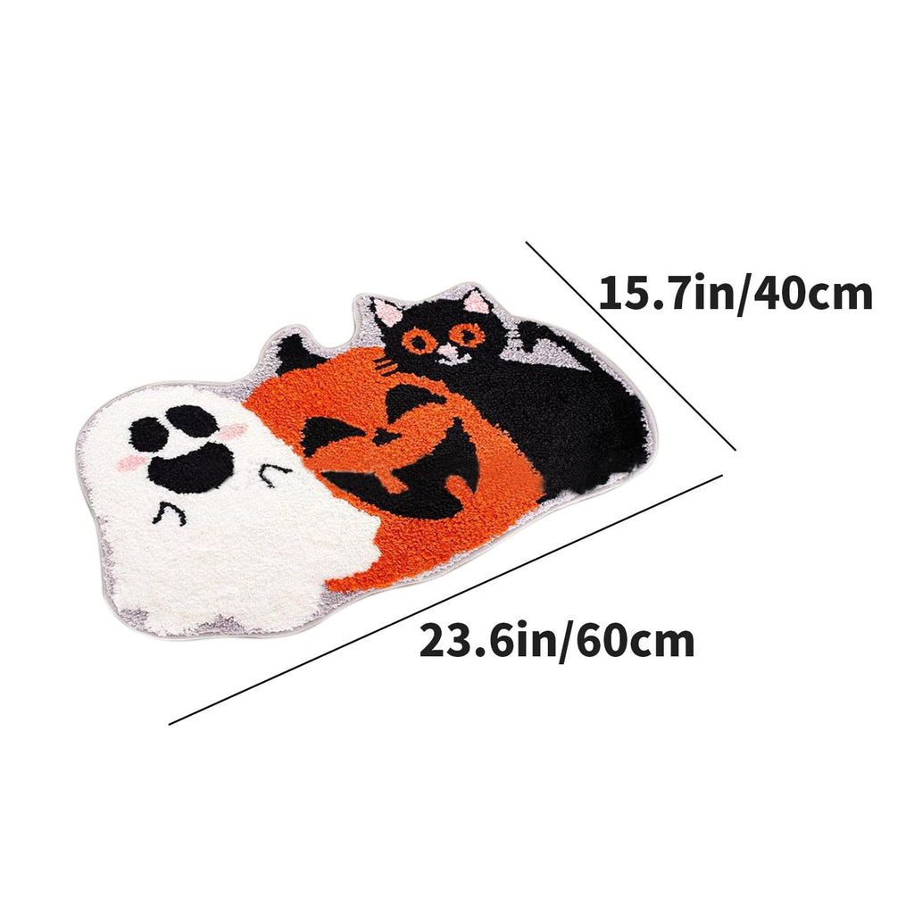 Yhmxh Halloween Bathroom Rugs, Halloween Pumpkin Bath Mats, Farmhouse Halloween Rugs for Bathroom Decorations for The Home, Holiday Cute Pumpkin Decor Non-Slip 15.7x23.6 Inches