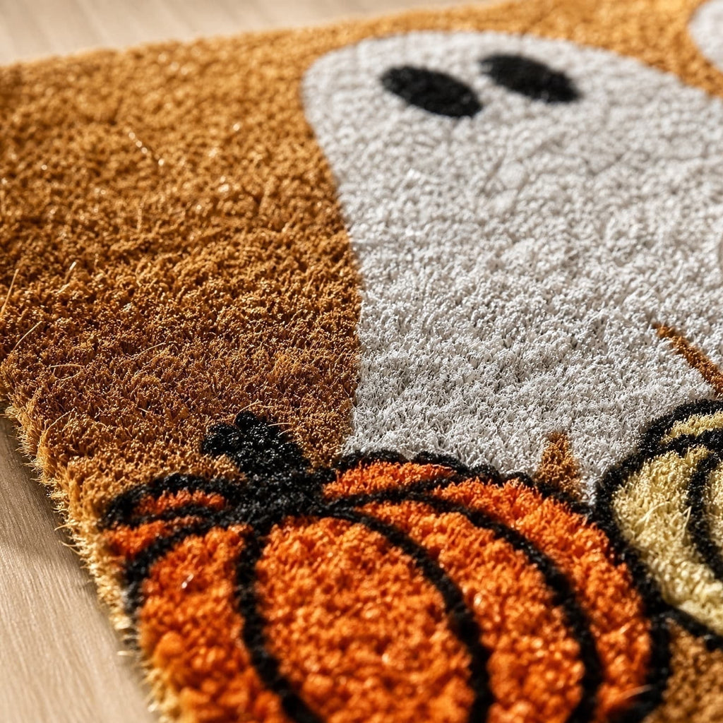 2026 Halloween Indoor Decorations Halloween Ghost And Pumpkin Doormat Cute Fall Welcome Mat For Front Porch Decor For Halloween Party, Yard Haunt, Indoor Outdoor Decor Props