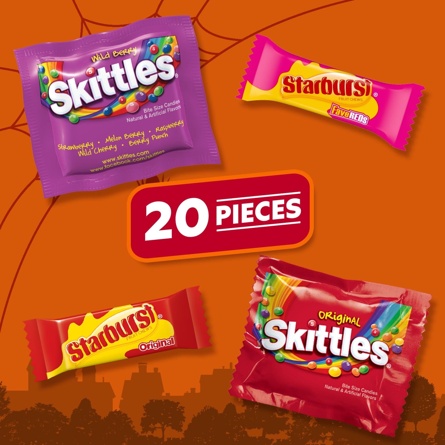 Skittles & Starburst Fun Size Chewy Halloween Candy Variety Pack - 105 Ct Bulk Bag