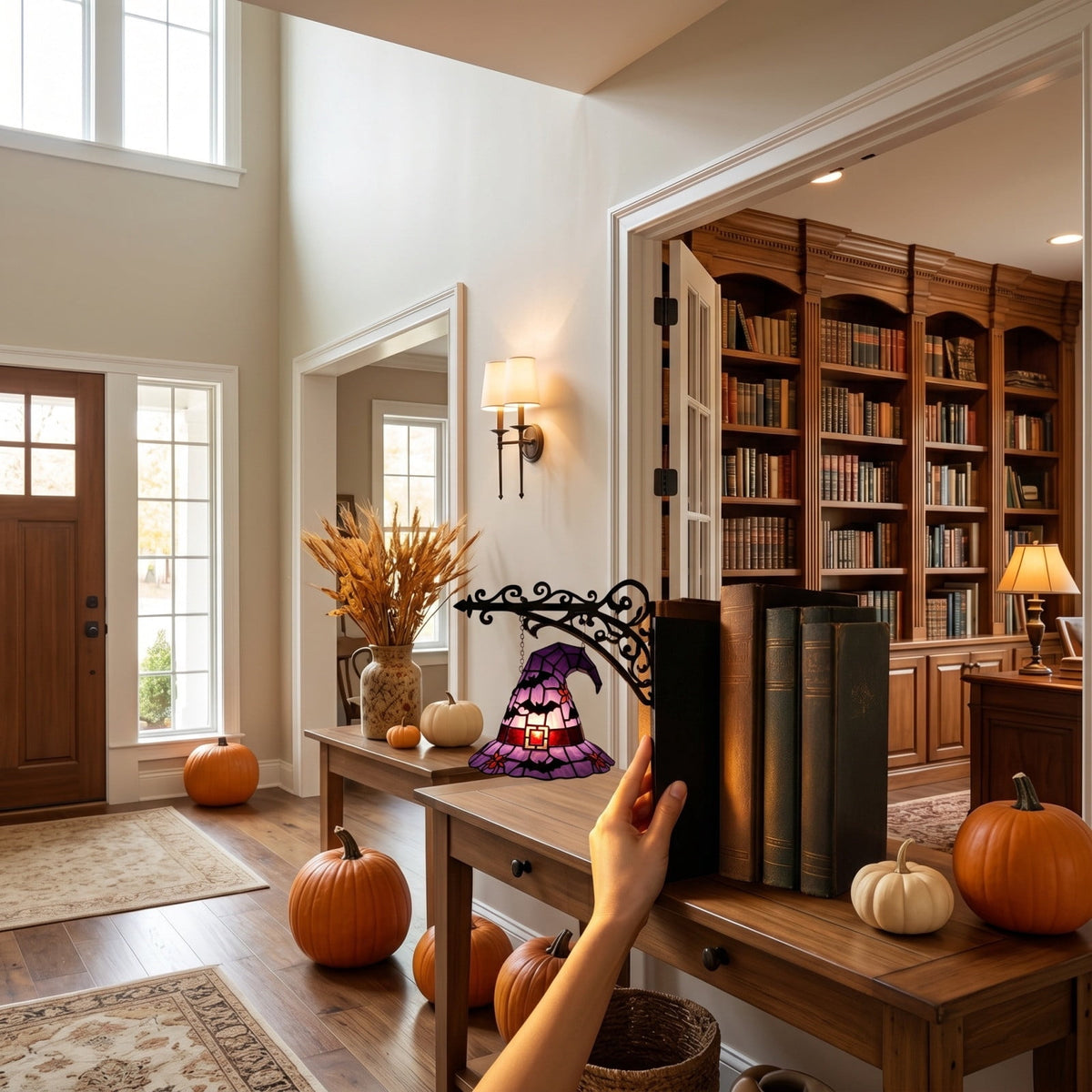 Nkmbld Halloween Bookshelf Lamp, Vintage Library Lantern Decorative Bookshelf Lighting, Hanging Ghost Lantern Book Shelf Light, Halloween Decorations Indoor