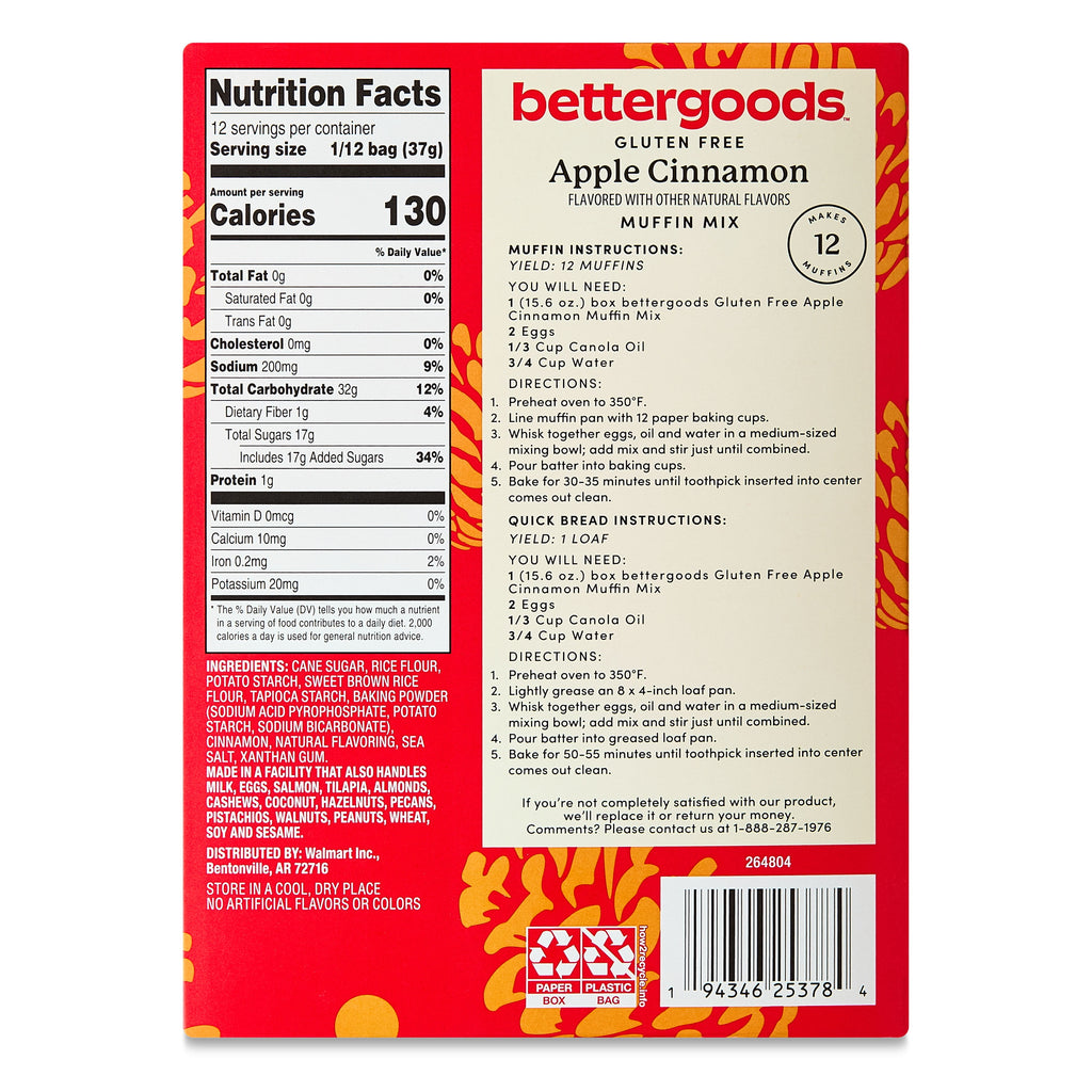 bettergoods Gluten Free Apple Cinnamon Muffin Mix, 15.6 oz