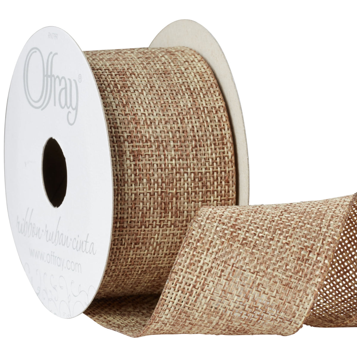 Offray Ribbon, Torrid Orange 1 1/2 inch Woven Burlap Woven Ribbon, 9 feet