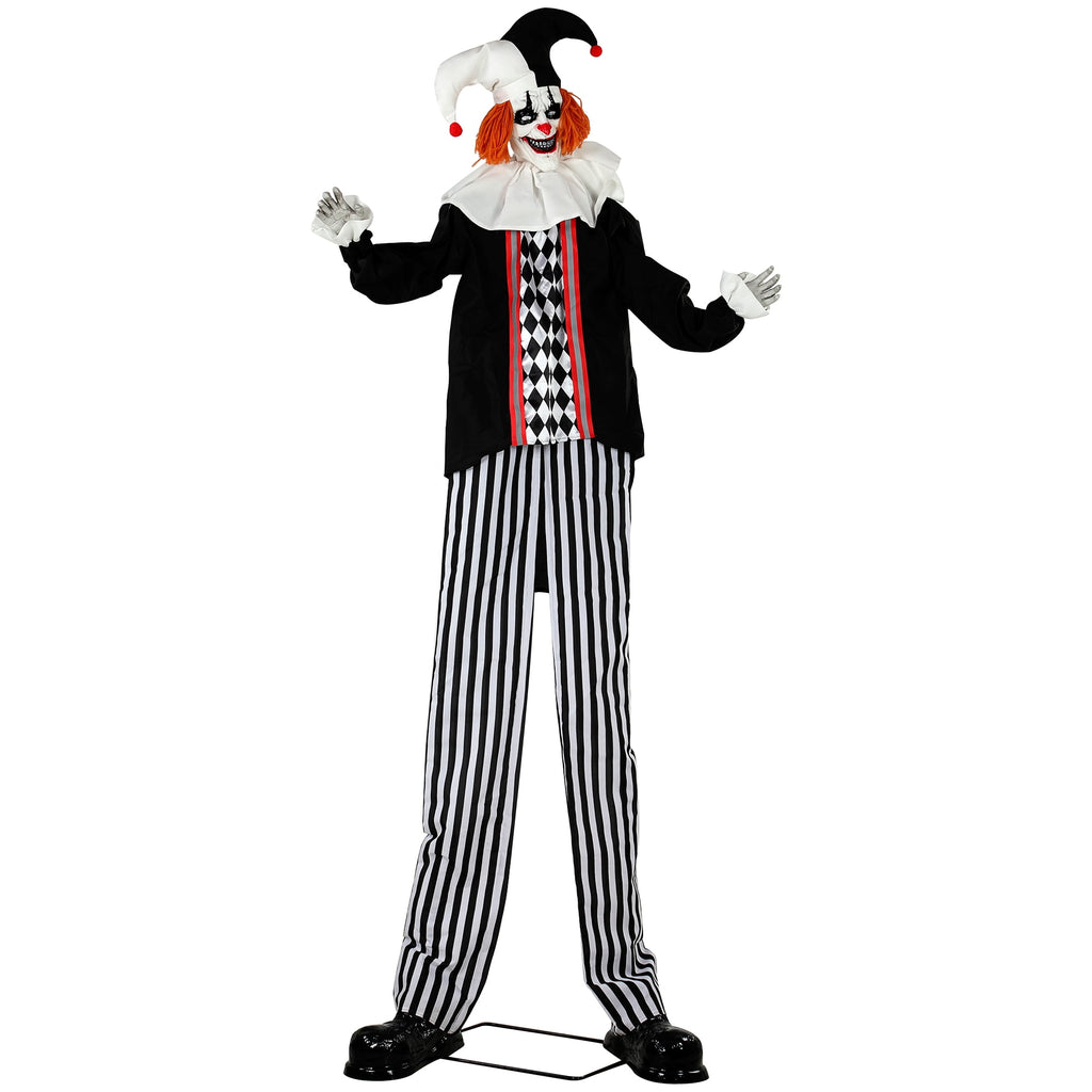 HOMCOM Large Animated Clown Halloween Decorations with Sound Touch Activated, Light Up Eyes, Animated Prop