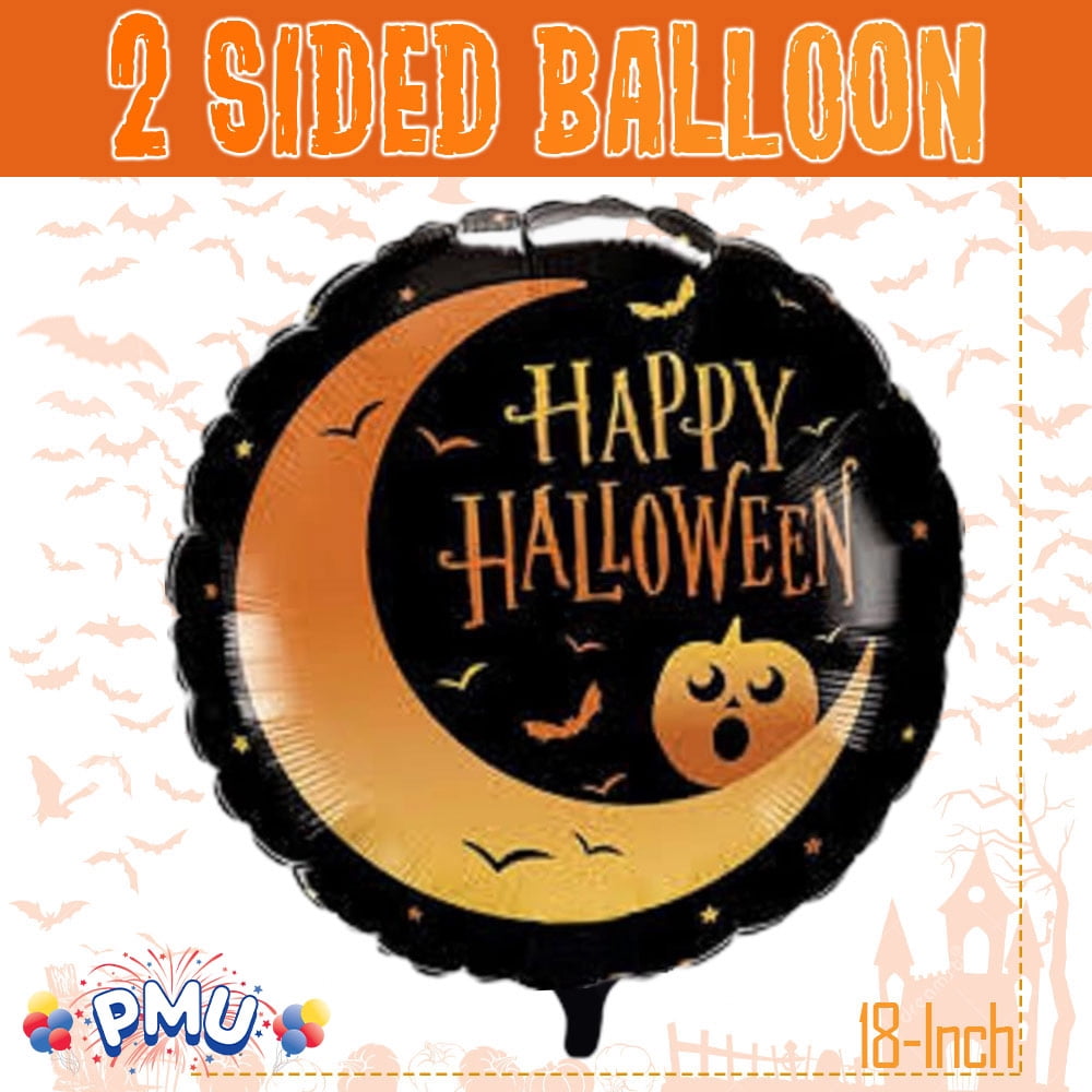 PMU Halloween Party Decoration "Happy Halloween" Jack Faces Aglow 18 Inch Mylar-Foil Balloon (1pkg) Pkg/1