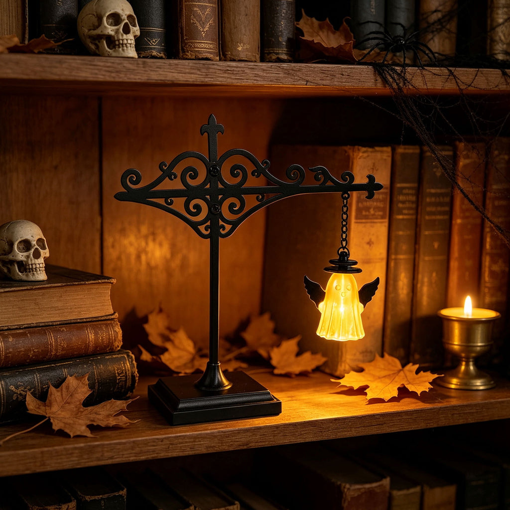 Nkmbld Halloween Bookshelf Lamp, Vintage Library Lantern Decorative Bookshelf Lighting, Hanging Ghost Lantern Book Shelf Light, Halloween Decorations Indoor