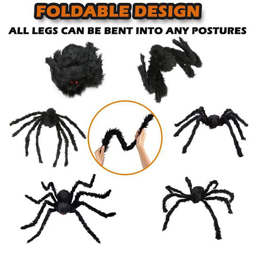 Halloween Decorations Outdoor Spider Webs: 1Pcs Giant Spiders - 200'' Triangular Web with Hook - Stretch Web and Ground Stakes for Large Halloween Decor and Haunted House Decoration