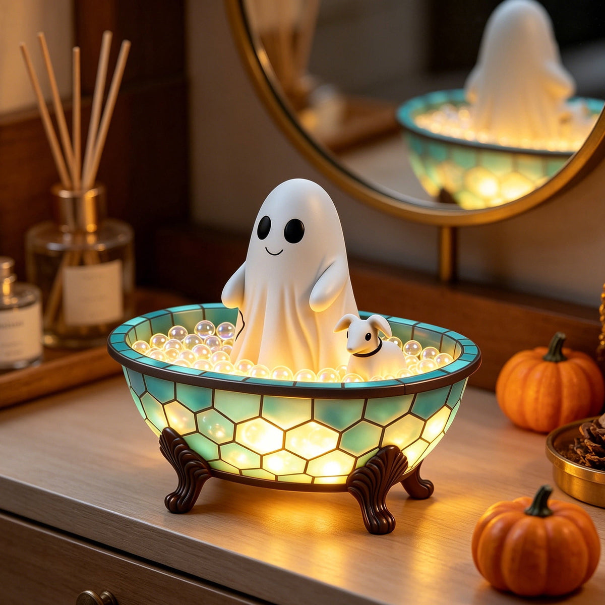 Ghost Night Light Halloween Decorations Bedside Night Light with Tap Control, Dimmable Nursery Decor Lamp, Fun Ghost Gift for K*ids, Halloween Room Decor, Ghost Lamp
