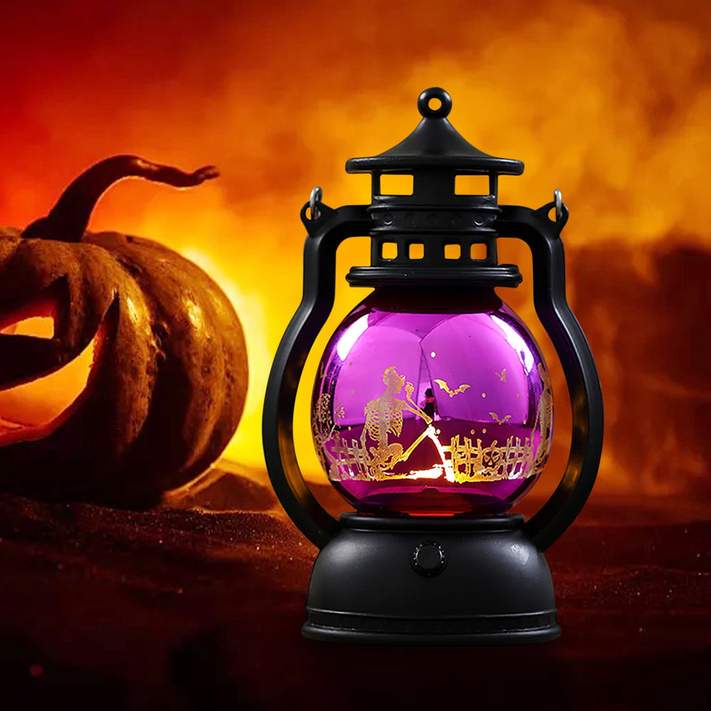 NSESSHome Halloween Pumpkin Lantern with LED, Portable Jack-O-Lantern for Halloween, Vintage Halloween Lamp Handheld Lantern Oil Lamp for Halloween Decorations Indoor and Outdoor