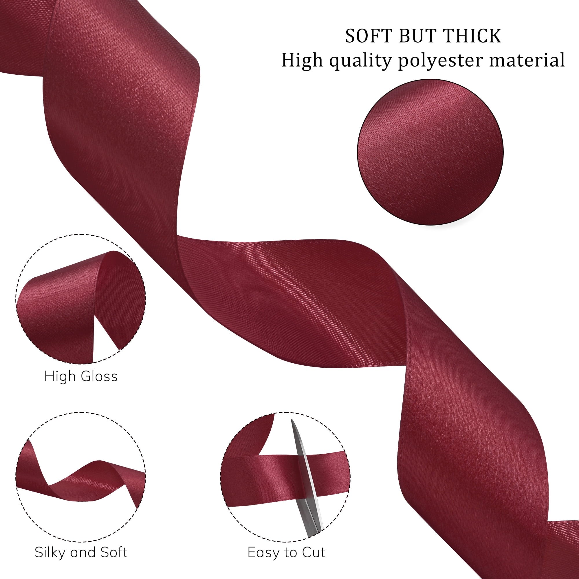THEGLY 1.5 inch x 100 Yard Red Satin Ribbon Perfect for Gift Wrapping, Crafts, Christmas, Hair Styling, Invitation Decor & More