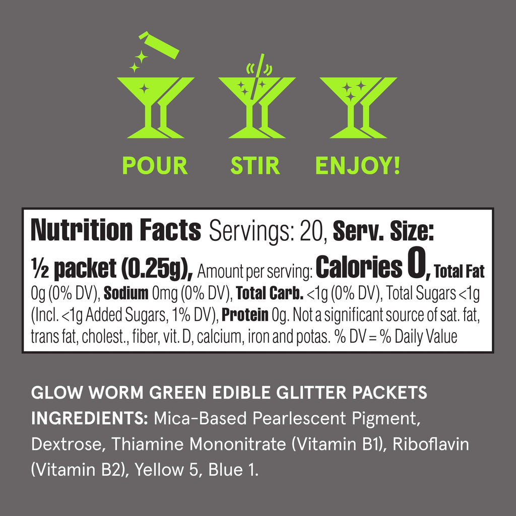 Fancy Sprinkles Glow Under Black Light Edible Glitter Packets, 0.2 oz, 10 Count