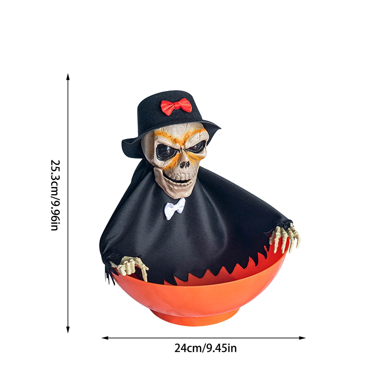 Animated Halloween Candy Bowl - Motion-Activated Skull with LED Eyes & Sound - Screaming Trick or Treat Candy Dish for Prank Decor