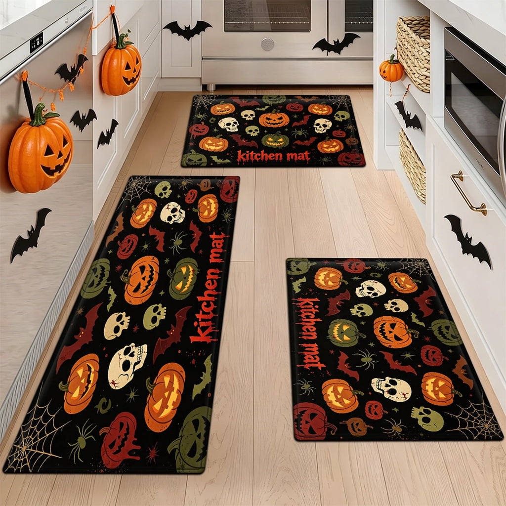 YIMEIS Halloween Pumpkin Lanterns 1Pc Flannel Mat and Kitchen Rugs,Soft Non-slip,Perfect for Home Bathroom