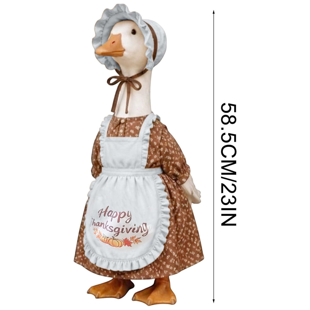 Thanksgiving Harvest Outfit for 23" Porch Goose, Goose Fall Theme Dress in White&Orange with Headwear Fall Harvest Decor for 23" Goose Outdoor Patio Yard Lawn Decoration