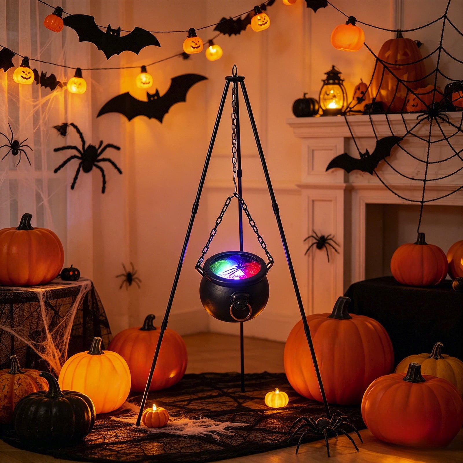 Muecwrye Halloween Decorations Outdoor, Halloween Clearance! Halloween Witches Cauldron on Tripod with Lights, DIY Bubbling Cauldron Set Decor for Home Porch Outside, Halloween Party Supplies