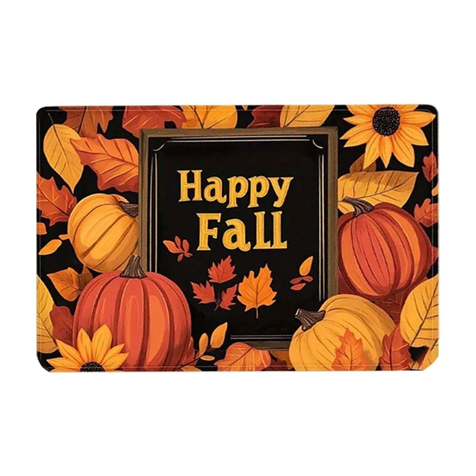 syligr Halloween Thanksgiving Doormat with Maple Leaf & Pumpkin Patterns - Non-Slip Floor Mat for Entryway, Kitchen, Porch, Fall Harvest Decor Rug with Anti-Fatigue Backing, Gift for Thanksgiving