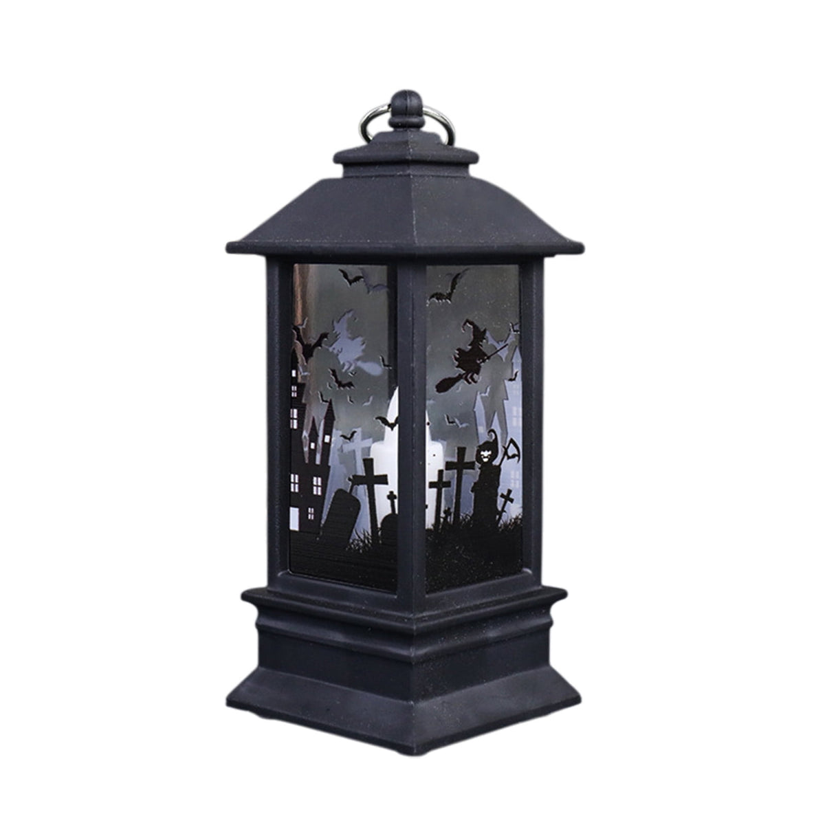 Black Halloween Mini LED Lantern Table Centerpiece 5.1 Inch for Indoor Decor, 2 Inch, 5 cm