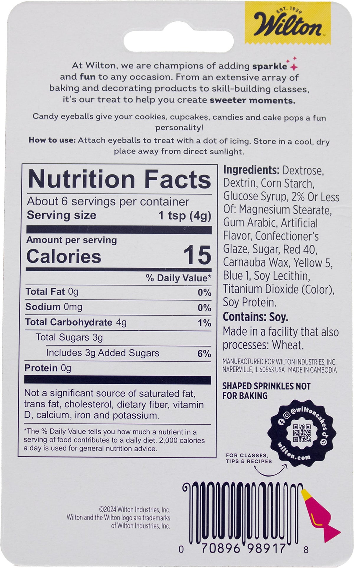 Wilton Candy Eyeballs for Icing Desserts Black & White Candy Sprinkles 0.8 oz.
