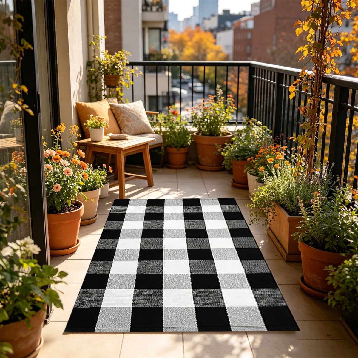 Dpityserensio Halloween Doormat Black Bat and Moon with Striped Border Non-Slip Washable Indoor Outdoor Rug, Vintage Fall Decor