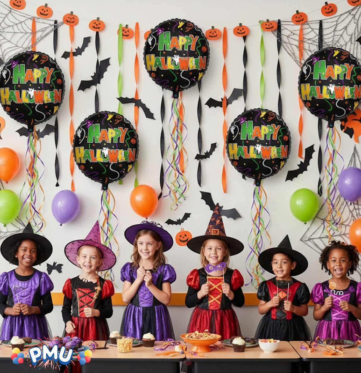 PMU Halloween Party Decoration "Happy Halloween" Jack Faces Aglow 18 Inch Mylar-Foil Balloon (1pkg) Pkg/1