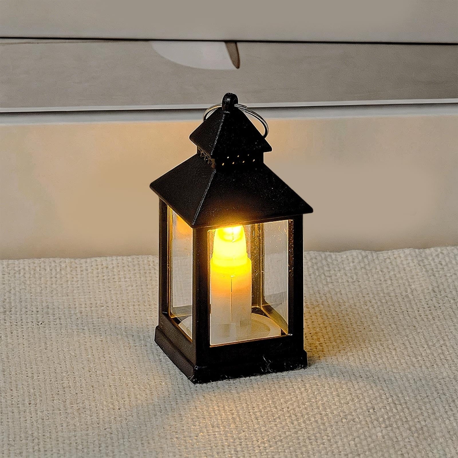 Djiypn Mini Lanterns 2Pack LED Small Lanterns Decorative Indoor Outdoor Hanging Lantern Decorative Candle Light Farmhouse Decor for Weddings Western Camping Party Halloween Christmas Decorations