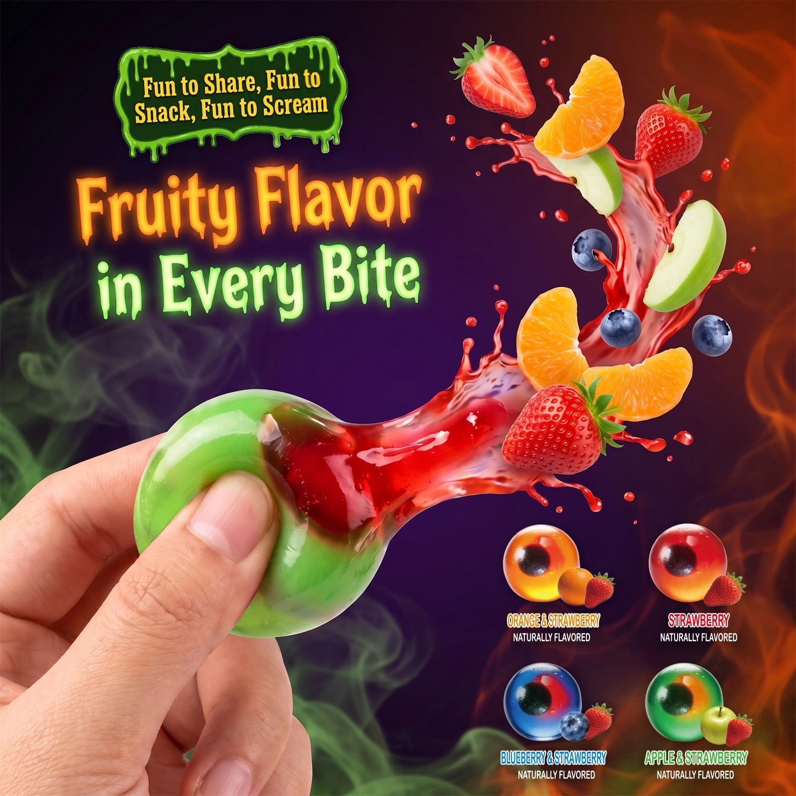 AMOS Cotton Candy Halloween Pizza, Eyeballs Candy for Party, Gluten-Free, 6 Count, 6.35 oz