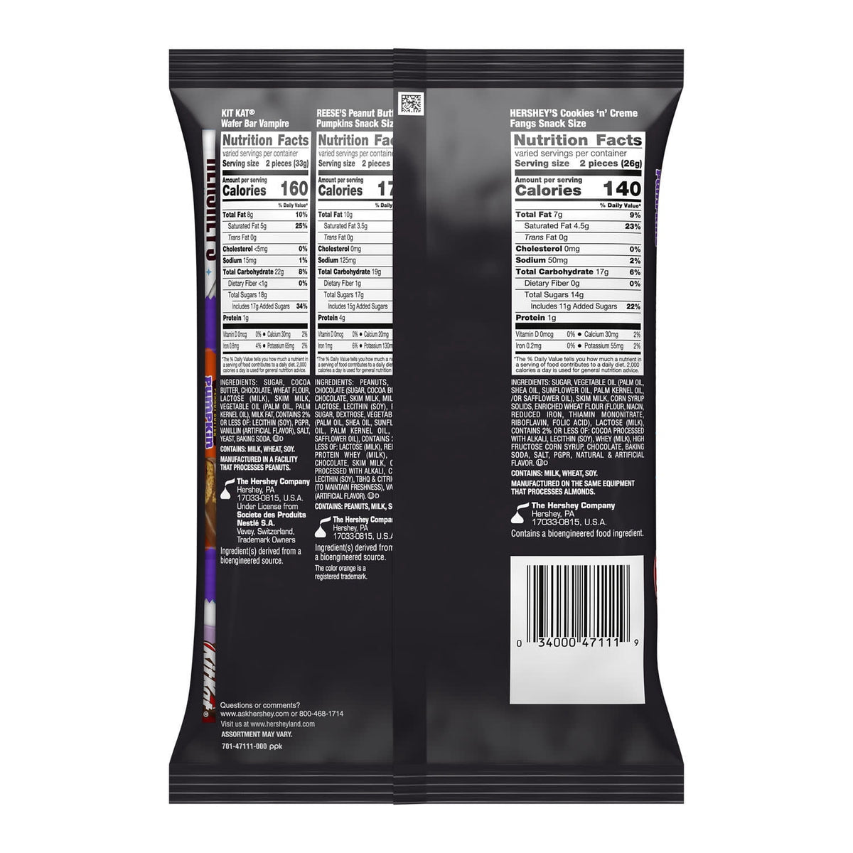 Hershey's, Kit Kat and Reese's Assorted, Halloween Candy Variety Bag, 10.74 oz (20 Pieces)