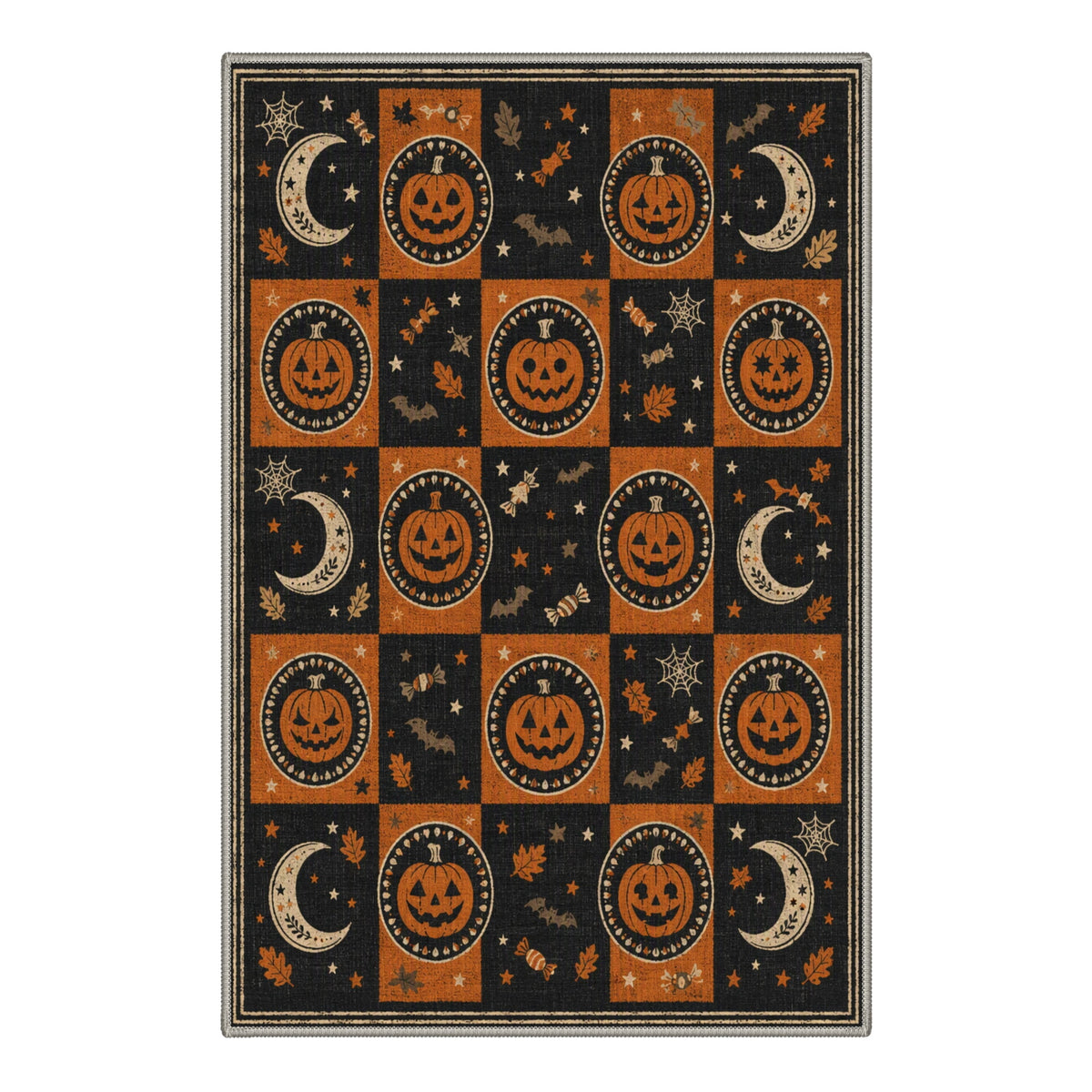 GENIMO 2'x7' Halloween Runner Rug, Washable Non Slip Soft Vintage Witch Indoor Outdoor Hallway Runner for Porch Patio Kitchen Entryway, Vintage Black
