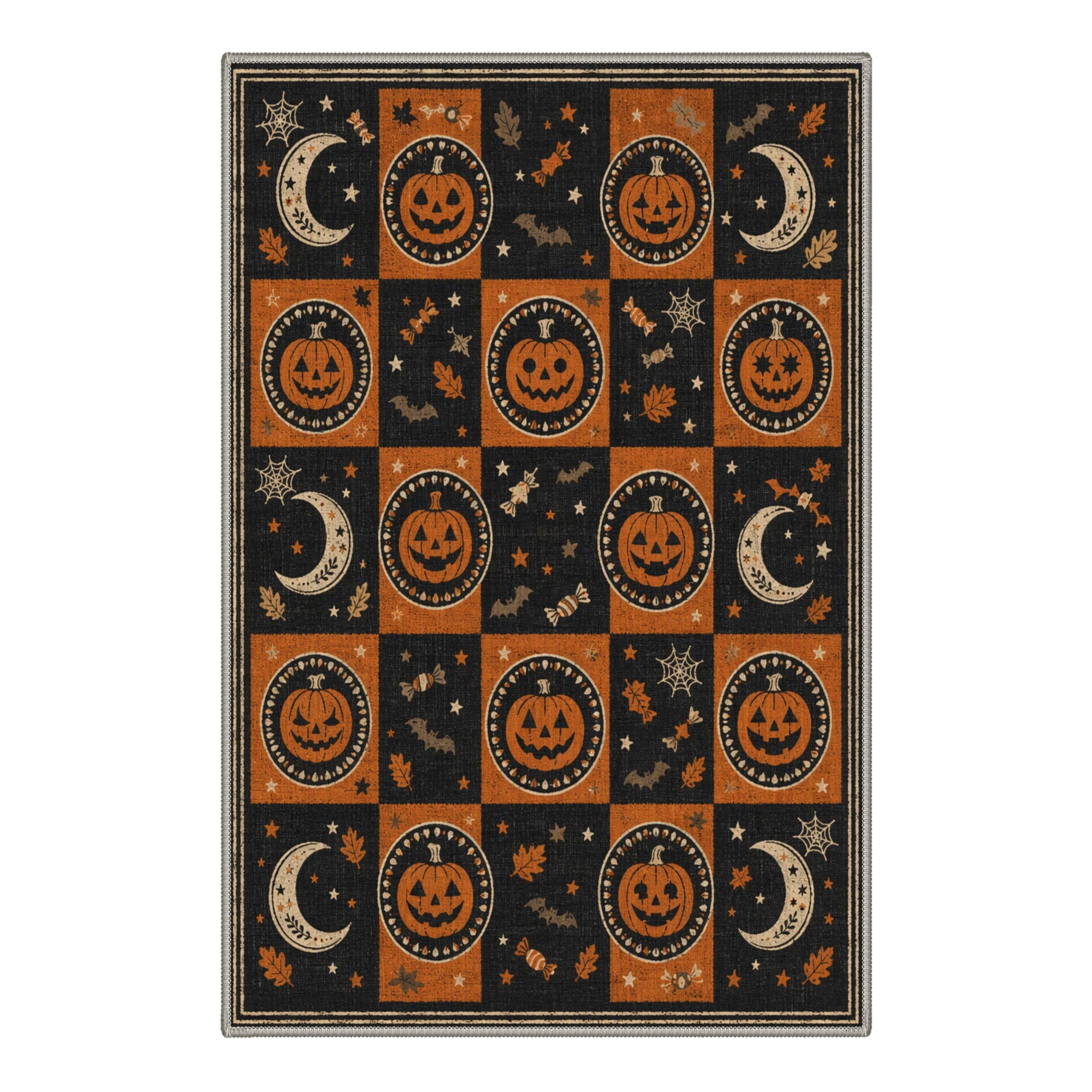 GENIMO 2'x3' Halloween Doormat, Washable Non Slip Soft Vintage Witch Outdoor Door Mat for Front Door Covered Porch Patio Entryway, Burnt Amber