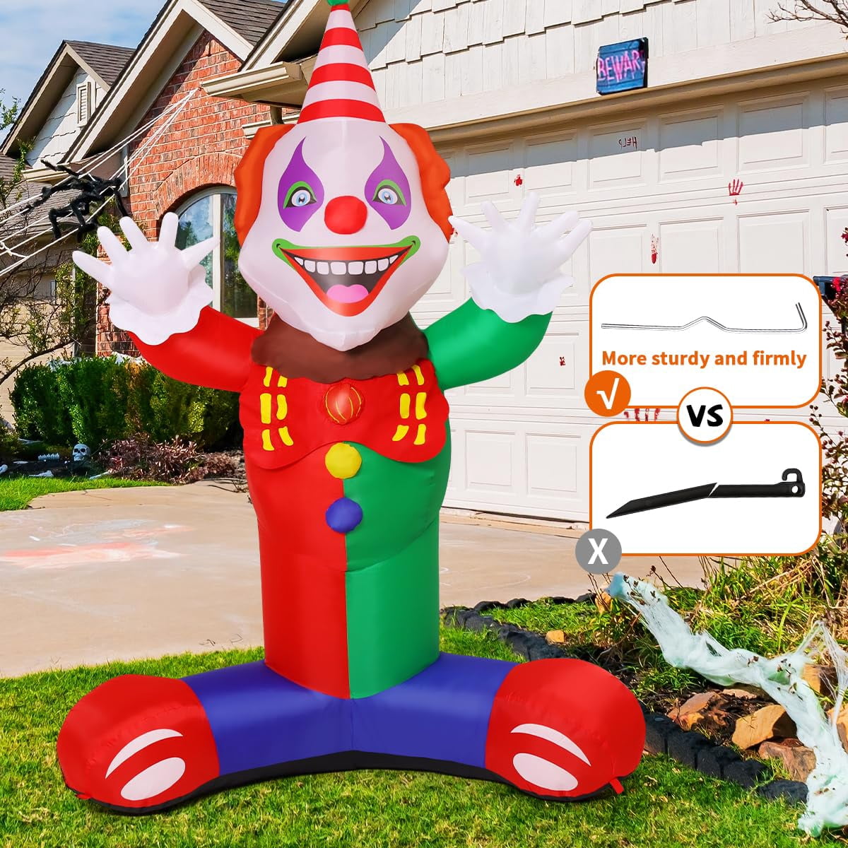 COMIN 7 FT Halloween Inflatables Outdoor Decorations Laugh Clown Blow Up Yard Decoration with Built-in LEDs for Garden Lawn Party Decor