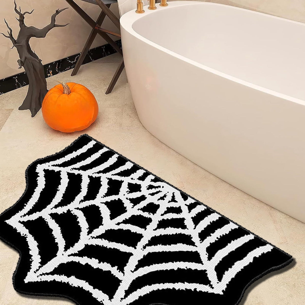 Stijggn Halloween Kitchen Mats for Floor Halloween Rugs Halloween Thanksgiving Decorations Doormat, Welcome Mats for Front Door,Spooky Outdoor Mats for Home Decor Holiday Decorative