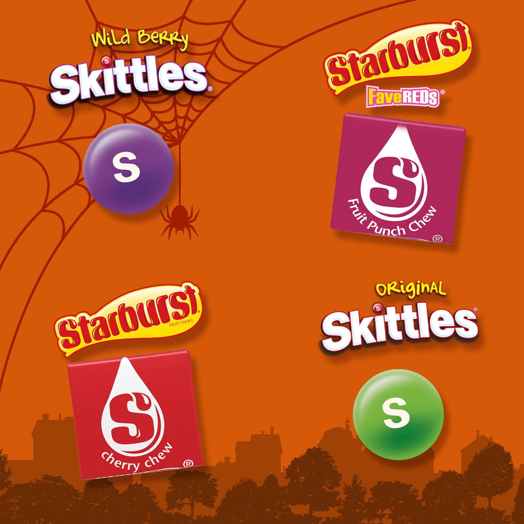 Skittles & Starburst Fun Size Chewy Halloween Candy Variety Pack - 140 Ct Bulk Bag