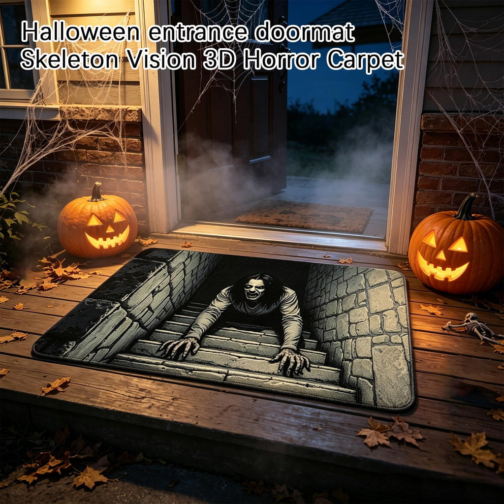 Halloween Decorations-Halloween 3D Scary skeleton Doormat,Creepy Monster Visual Illusion Entryway Rug,Non Slip Rubber Back Rug for Porch Hallway Indoor Outdoor Rug Home Decor