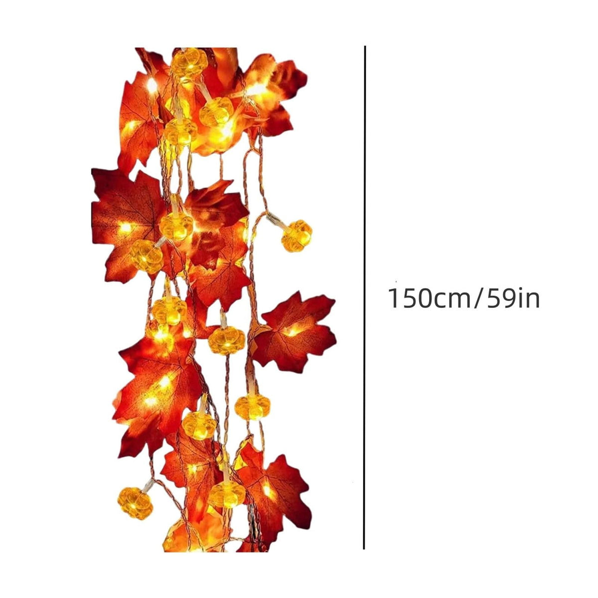Darzheoy Fall Pumpkin Garland Lights Fall Decorations Realistic Larger Maple Leafed String Light, Fall Lights Battery Operated Indoor Home Outdoor Thanksgiving Christmas Decor