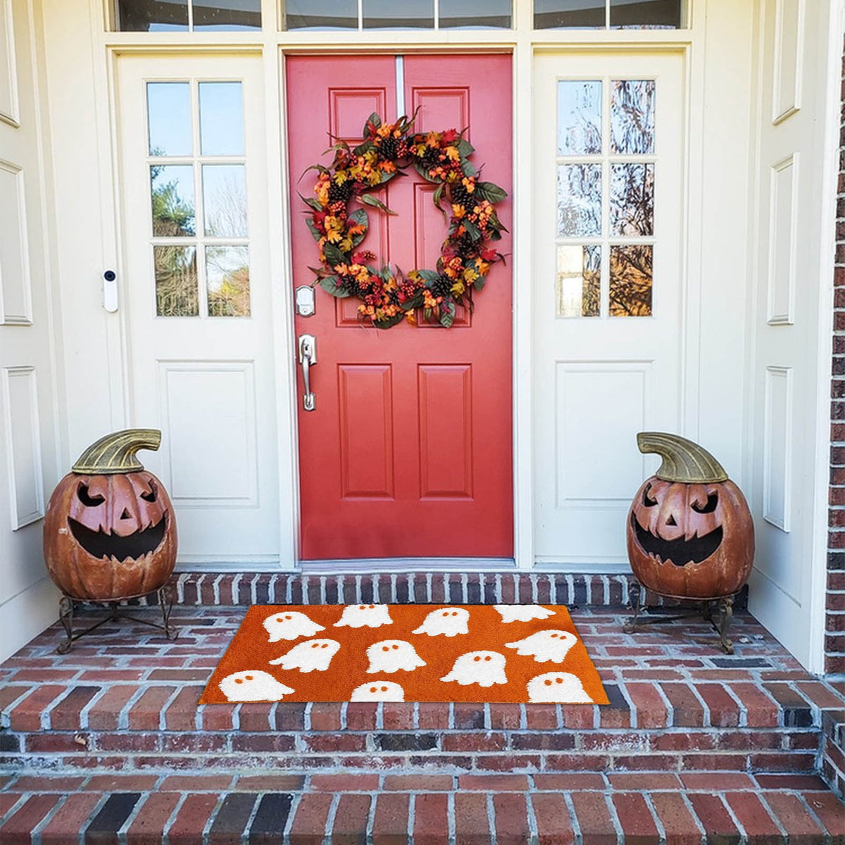 WWC Halloween Door Mat, 32x20 inch Halloween Decor Thick Non Slip Ghost doormat, Entryway Rug for Fall Party Indoor Outdoor Front Porch