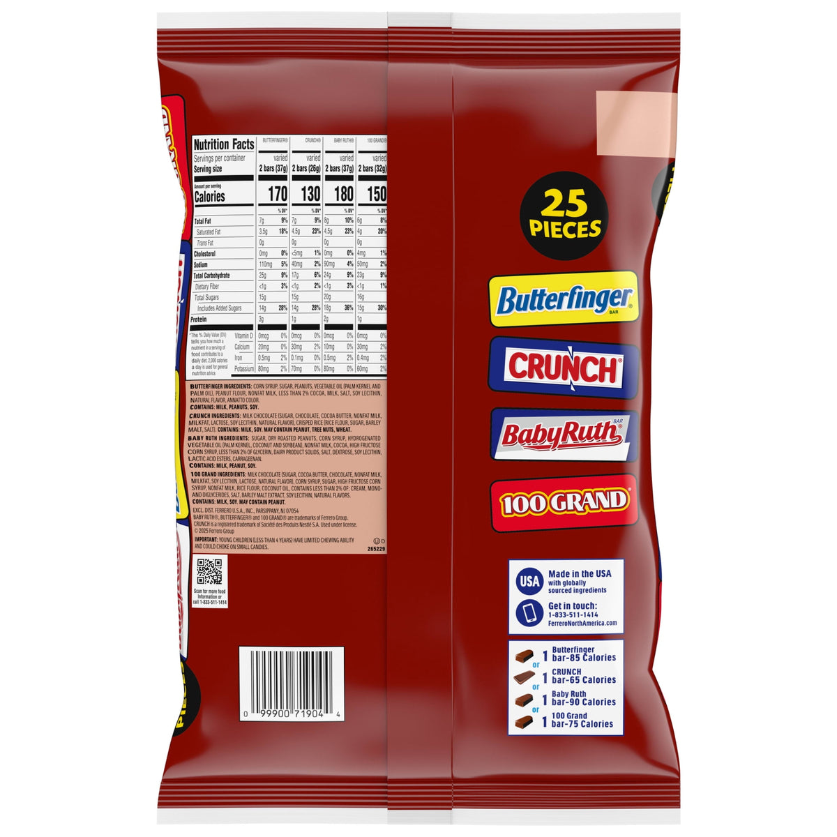 Butterfinger, CRUNCH, Baby Ruth, 100 Grand, Bulk Halloween Candy Bars