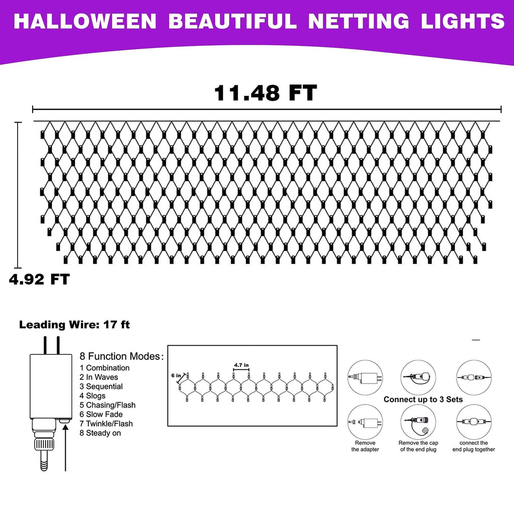 Dazzle Bright Christmas Net Lights, 360 LED 12FT x 5 FT Transparent Wire Waterproof Connectable String Lights with 8 Modes Christmas Outdoor Lights for Bushes Garden Party Holiday Decoration (Green)