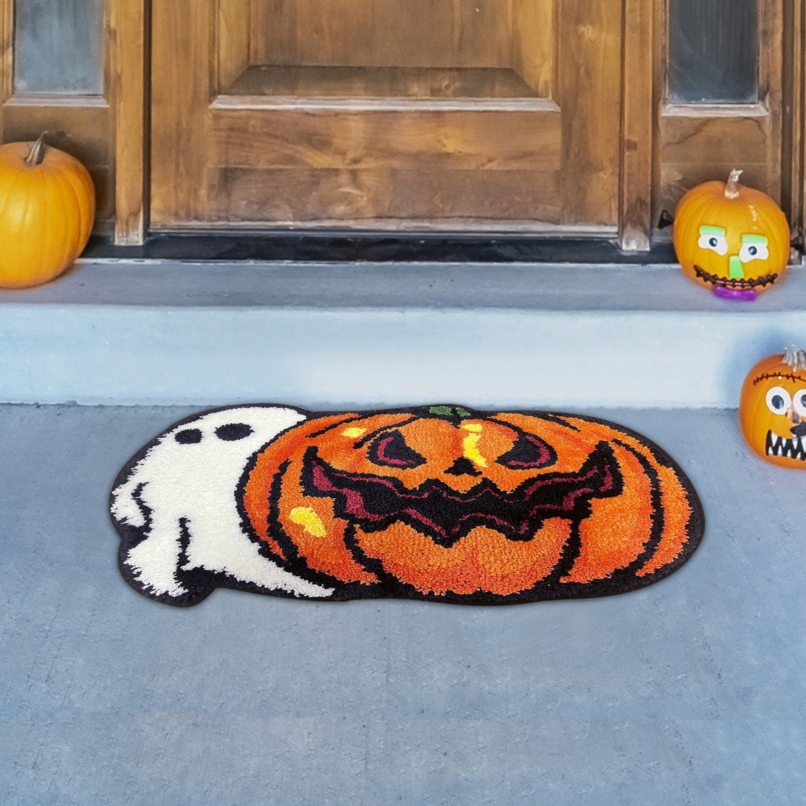 Stijggn Halloween Kitchen Rugs Halloween Mat Halloween Decorations Doormat, Welcome Mats for Front Door,Spooky Outdoor Mats for Front Door, Living Room, Bedroom, K-ids' Room