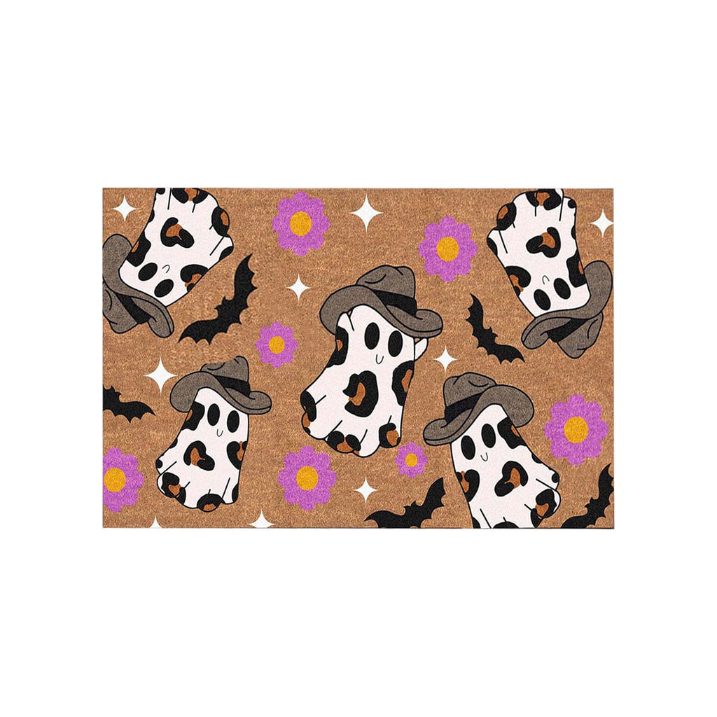 Ghost Cowboy Doormat for Halloween, Halloween Decroation Rug, Boo Doormats Washable Fall Door Mats Spooky Door Decor for Outside Patio Floor Entry Porch Garage Office