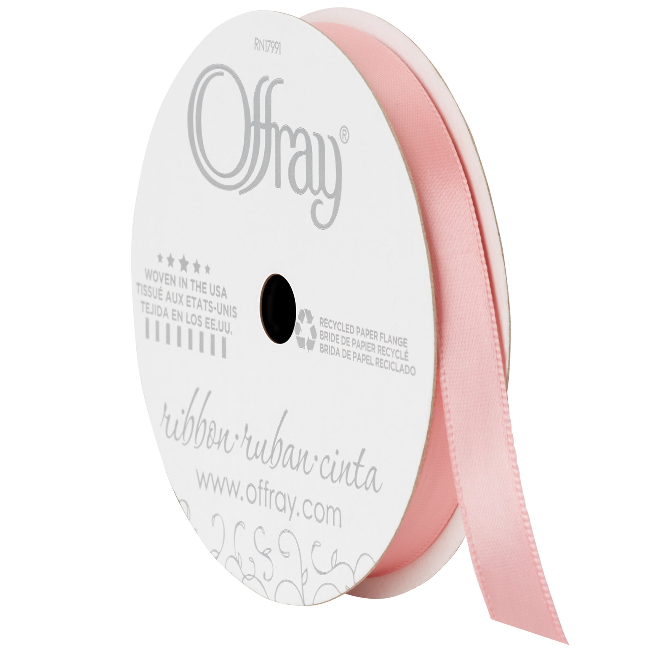 Offray Ribbon, Red Wine 3/8 inch Single Face Satin Polyester Ribbon, 18 feet