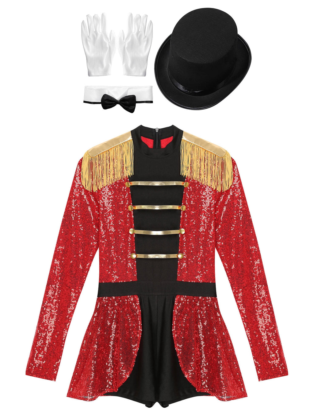 iiniim Womens Ringmaster Costume Circus Ring Leader Outfit Master Lion Tamer Fancy Bodysuit Black 4XL