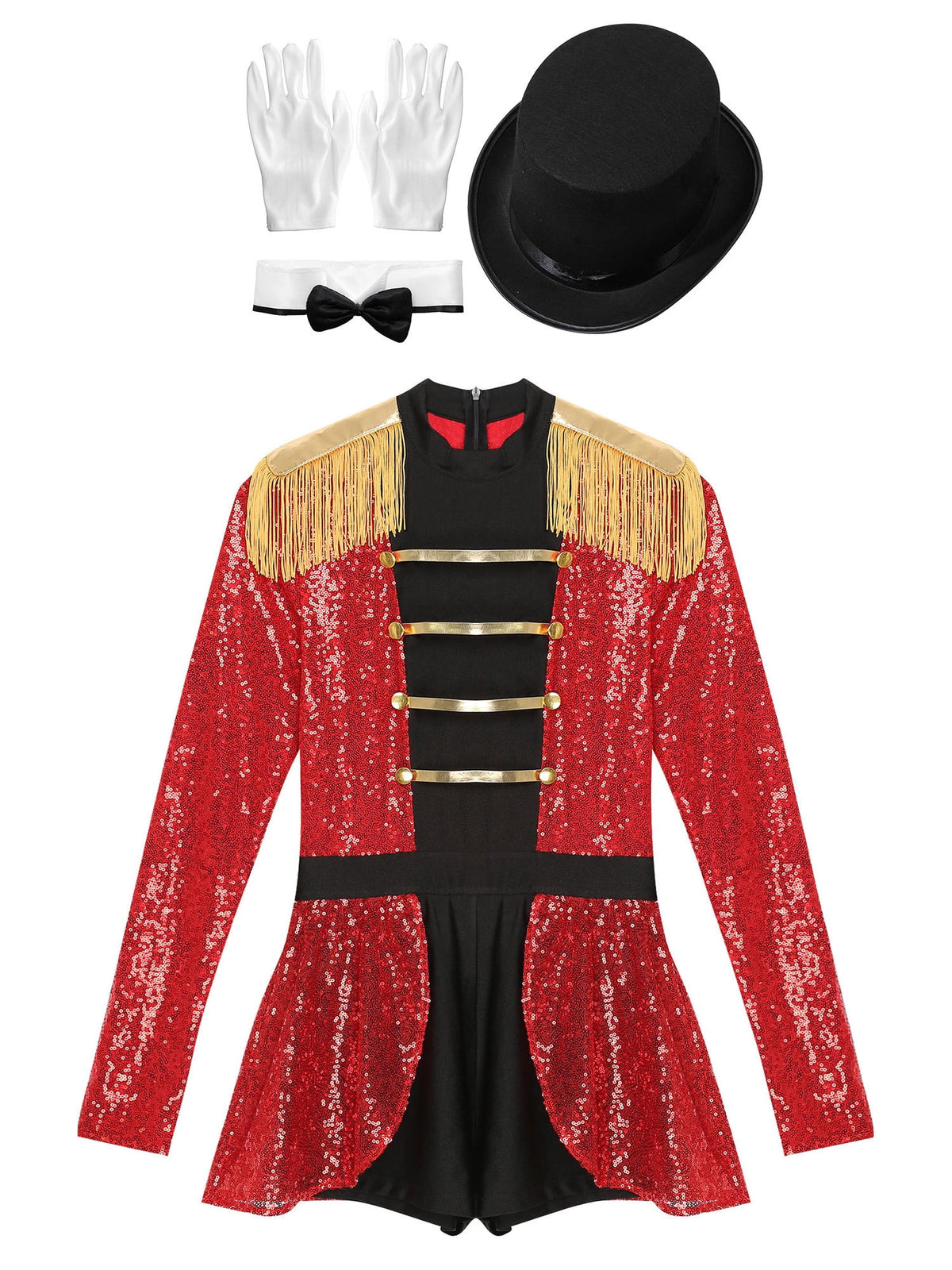 iiniim Womens Ringmaster Costume Circus Ring Leader Outfit Master Lion Tamer Fancy Bodysuit Black 4XL