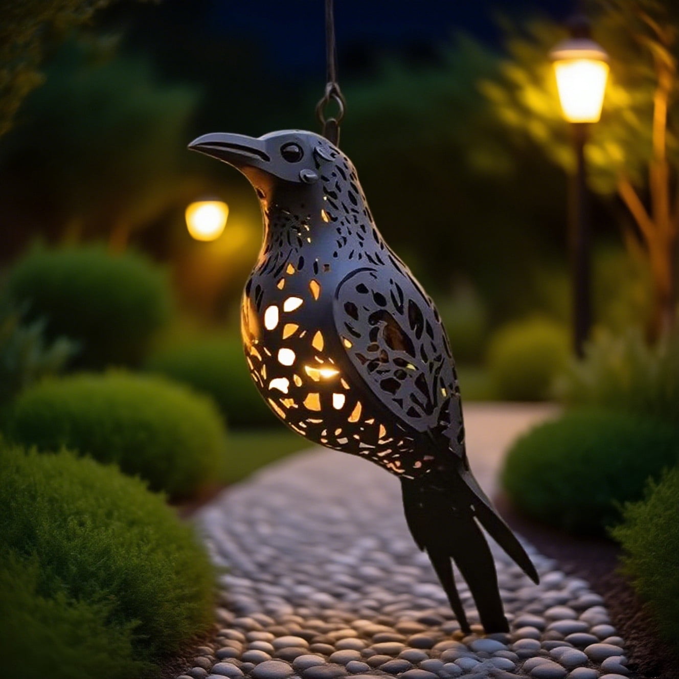 Raven Lantern - 3.15x9.44" Raven Lantern, 3D Gothic Window Decoration | Spooky Pendant Lamp for Gardeners Outdoor Garden Patio Porch Entrance Backyard