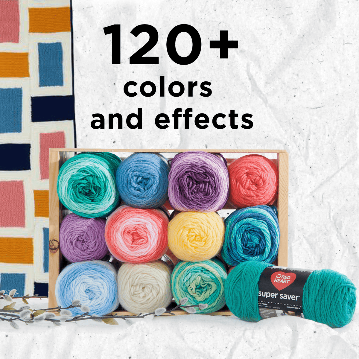 Red Heart Super Saver® 4 Medium Acrylic Yarn, White 7oz/198g, 364 Yards