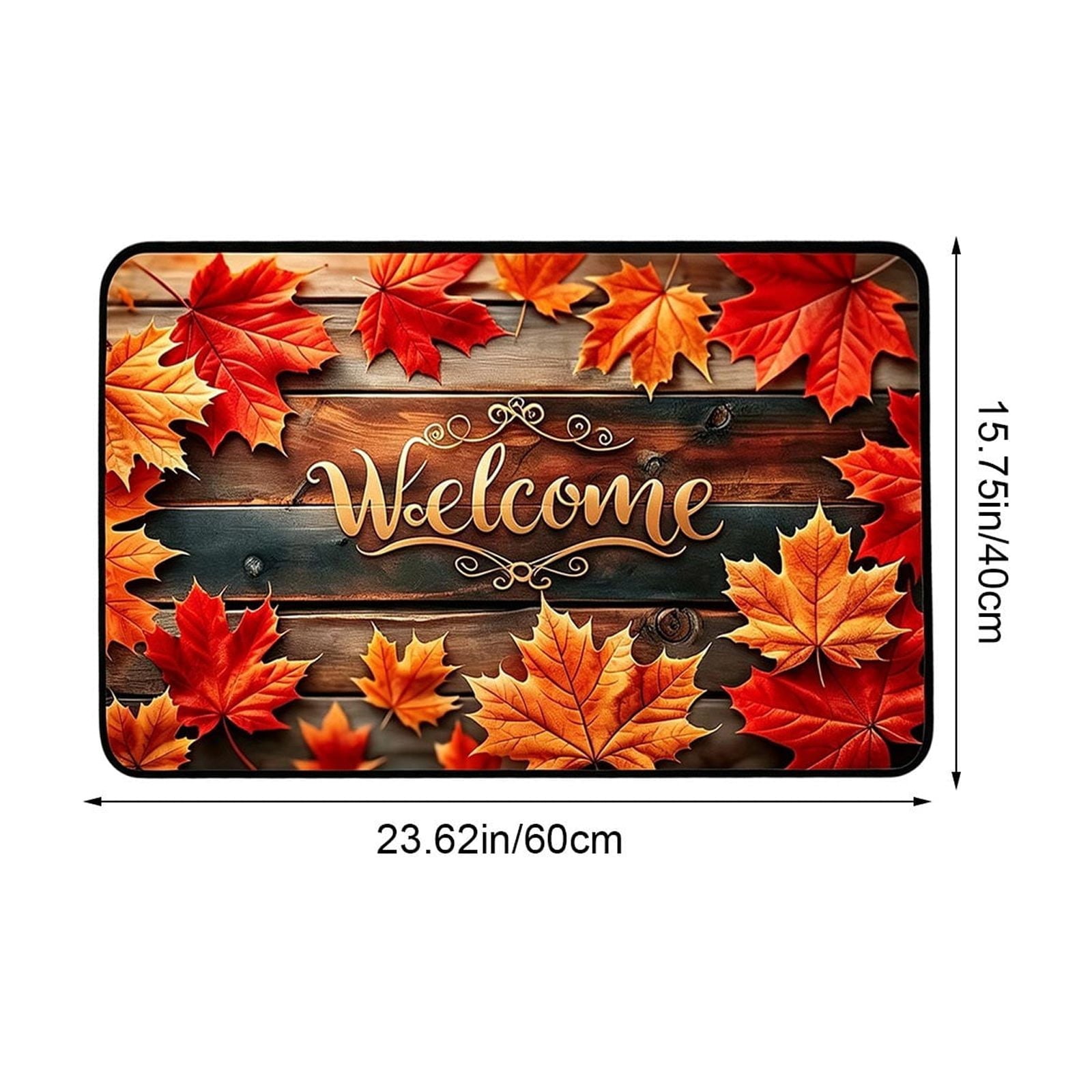 syligr Halloween Thanksgiving Doormat with Maple Leaf & Pumpkin Patterns - Non-Slip Floor Mat for Entryway, Kitchen, Porch, Fall Harvest Decor Rug with Anti-Fatigue Backing, Gift for Thanksgiving
