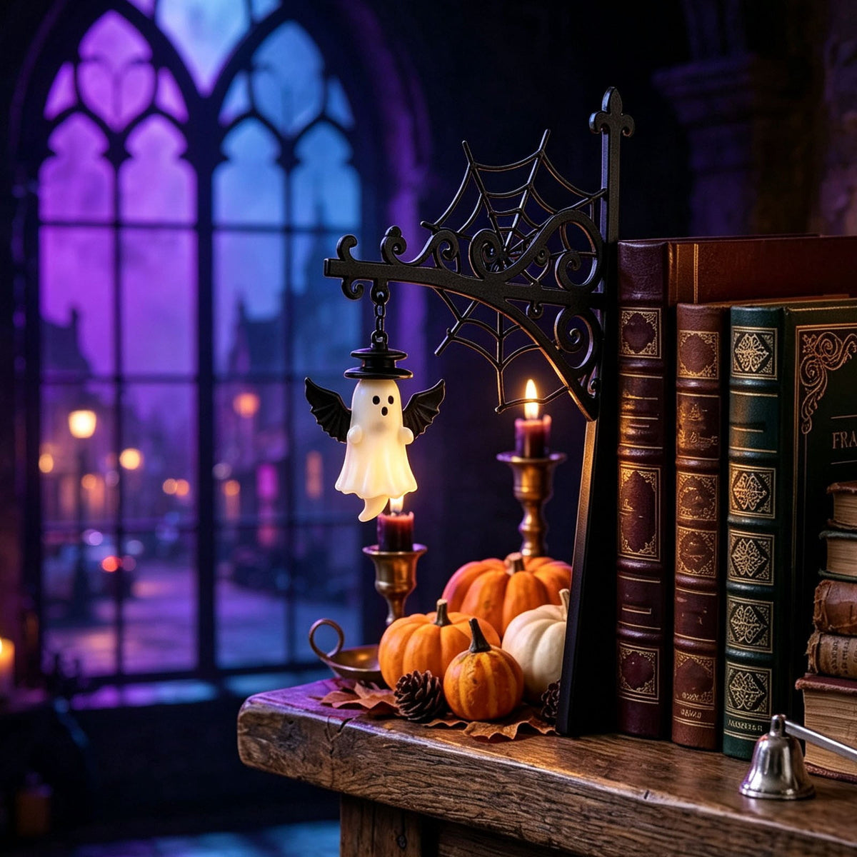 Nkmbld Halloween Bookshelf Lamp, Vintage Library Lantern Decorative Bookshelf Lighting, Hanging Ghost Lantern Book Shelf Light, Halloween Decorations Indoor