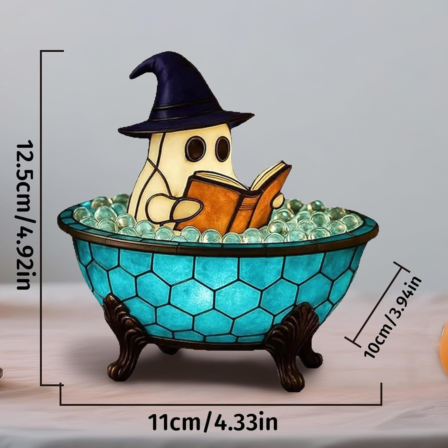 Clearance Halloween Decor-Halloween Decorations Indoor-Light up Ghost in Glass Like-Cute Ghost with Light for Home Kitchen Mantel Tabletop Party Decor and Holiday Decorations Best Halloween Gifts