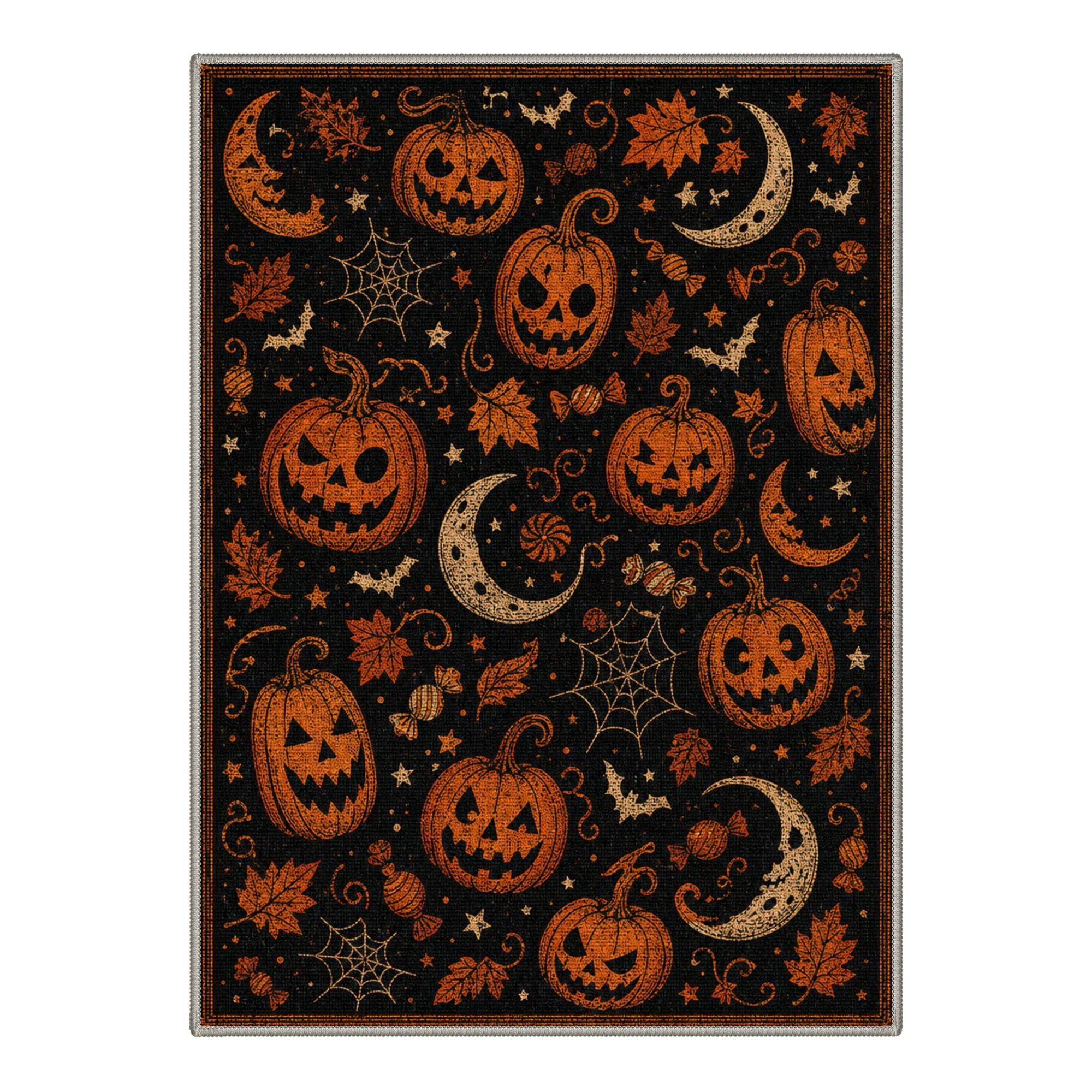GENIMO 5'x7' Halloween Area Rug for Living Room, Washable Non Slip Soft Vintage Witch Indoor Rug for Bedroom Dining Room Home Office, Retro Sepia